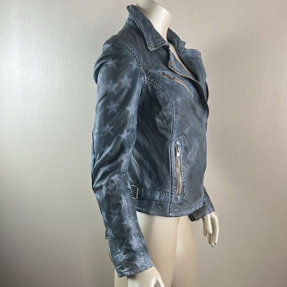 Womens stunning MAURITIUS SofiStar motor Jacket Light Blue Small 6 lamb leather - Picture 9 of 16